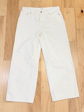 PARKE Women’s Low Rise Baggy Denim Jeans in White